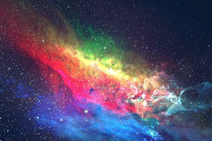 Vibrant Rainbow Nebula in Deep Space with Colorful Cosmic Dust and Stars HD wallpaper