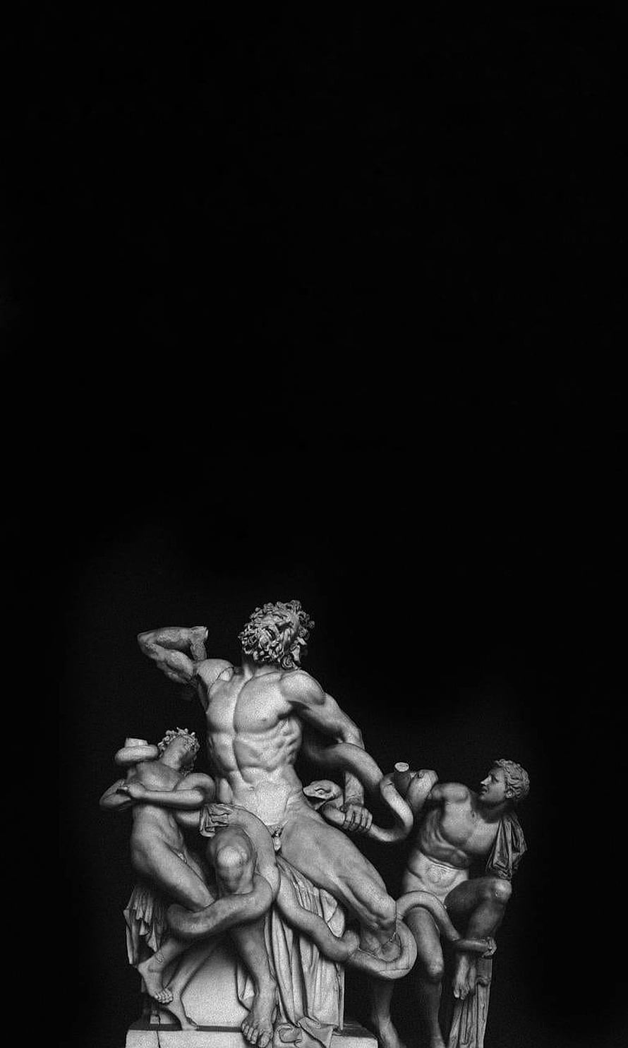 Laocoön and His Sons Marble Sculpture in Dramatic Black and White HD phone wallpaper