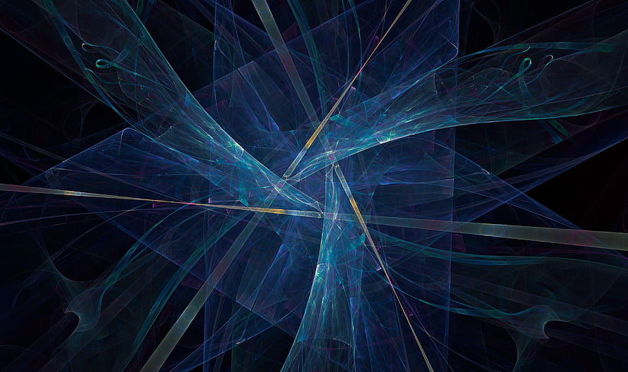 Abstract Digital Art with Glowing Blue and Teal Fractal Lines on Dark Background HD wallpaper