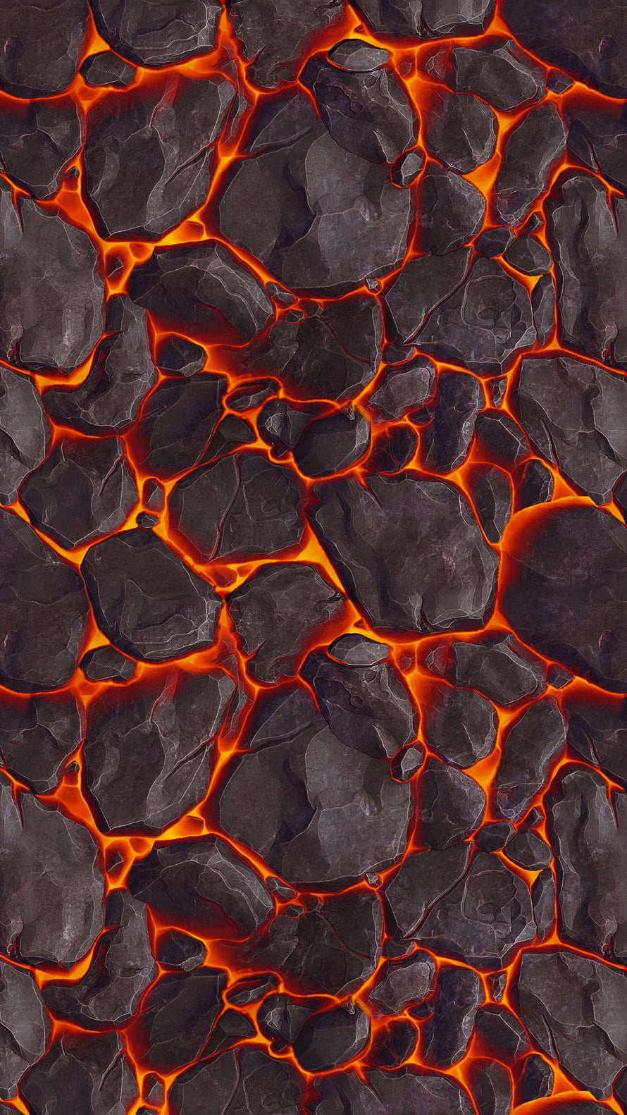Abstract Molten Lava Flow Texture With Glowing Orange Cracks On Dark Rock Surface HD phone wallpaper