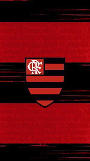 Flamengo Club Crest on Black and Red Background with Handwritten Lyrics HD phone wallpaper