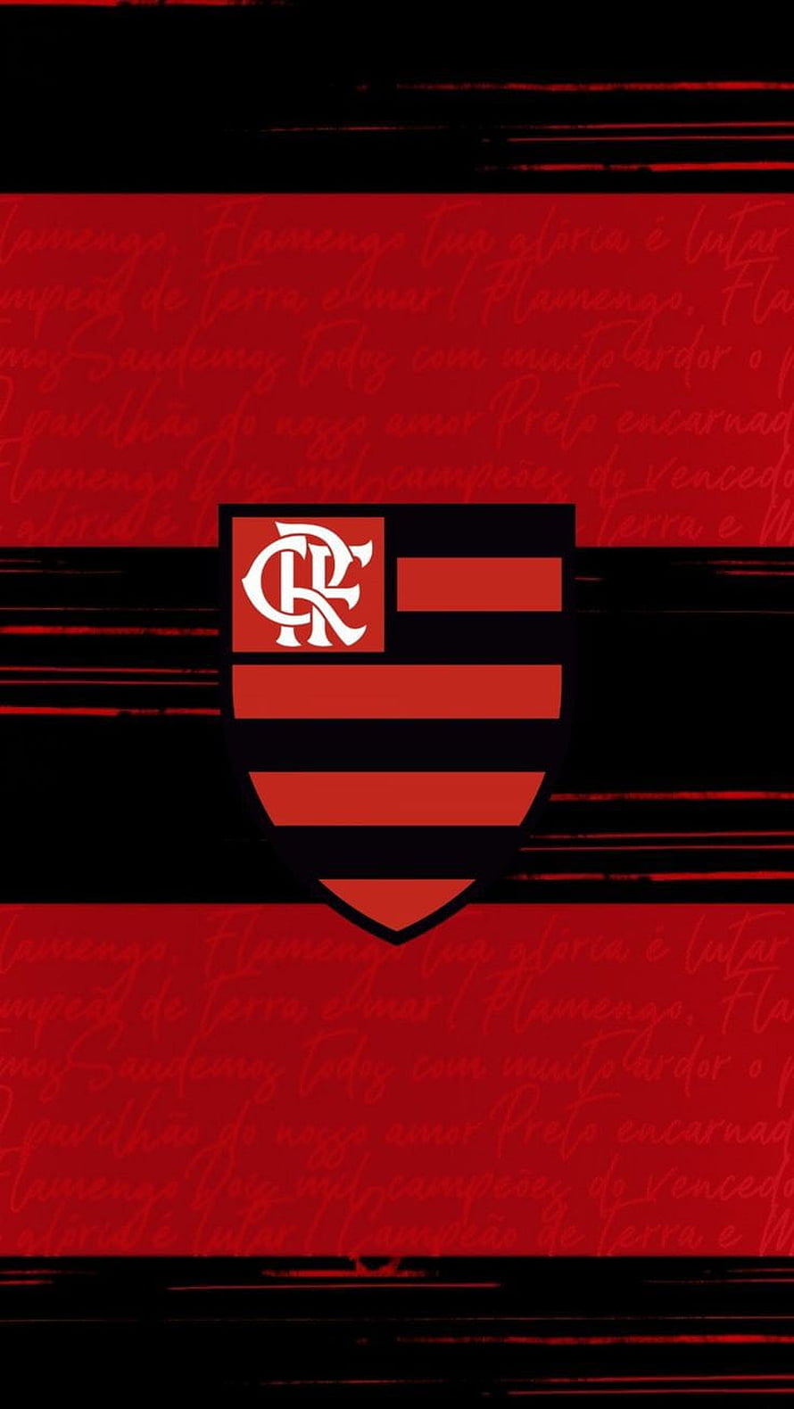 Flamengo Club Crest on Black and Red Background with Handwritten Lyrics HD phone wallpaper