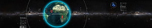 Futuristic Holographic Earth Map with Galactic Timeline and Data Interface HD wallpaper