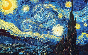 Vincent Van Gogh The Starry Night Painting Artwork Wallpaper HD wallpaper
