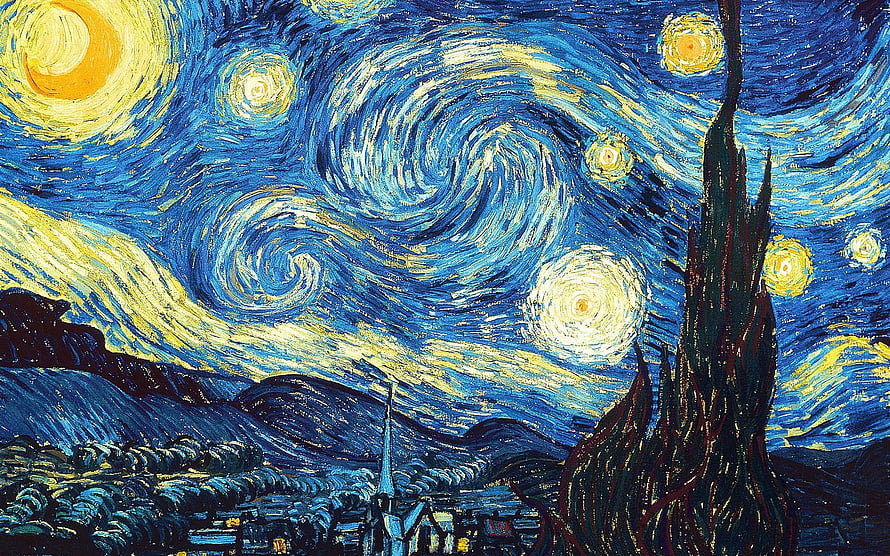 Vincent Van Gogh The Starry Night Painting Artwork Wallpaper HD wallpaper
