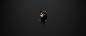 Golden Skull With Black Beard And Hat On Dark Background HD wallpaper