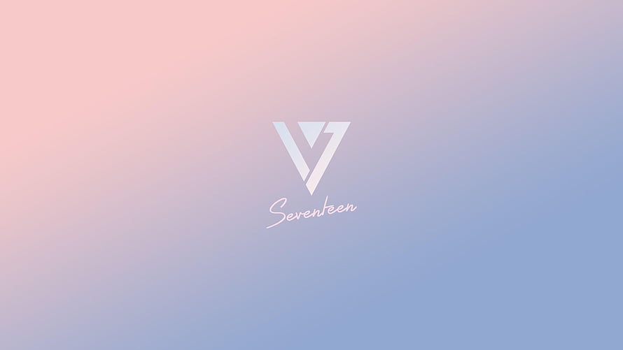 Seventeen K-Pop Group Logo on Soft Rose Quartz and Serenity Gradient Background HD wallpaper