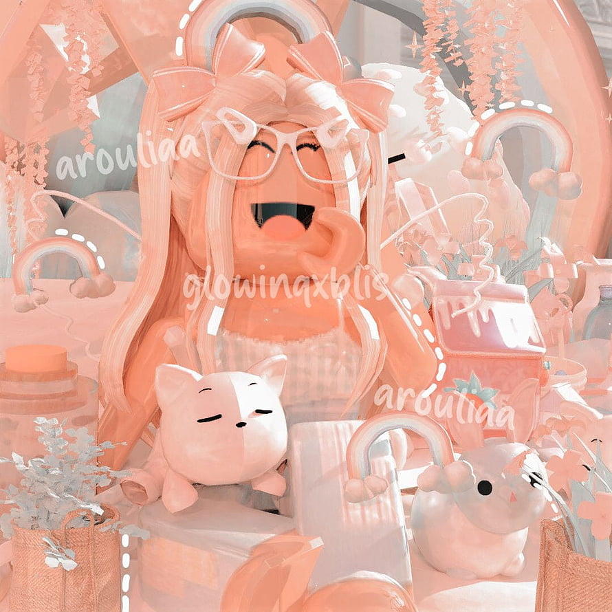 Cute 3D Girl With Glasses And Cat In Pink Room HD phone wallpaper