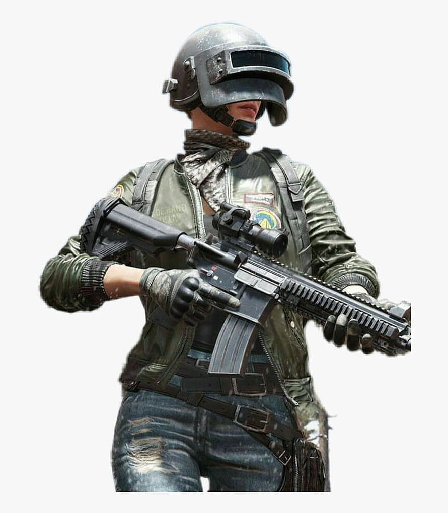 PUBG Mobile Female Soldier Character with Helmet and Assault Rifle HD phone wallpaper
