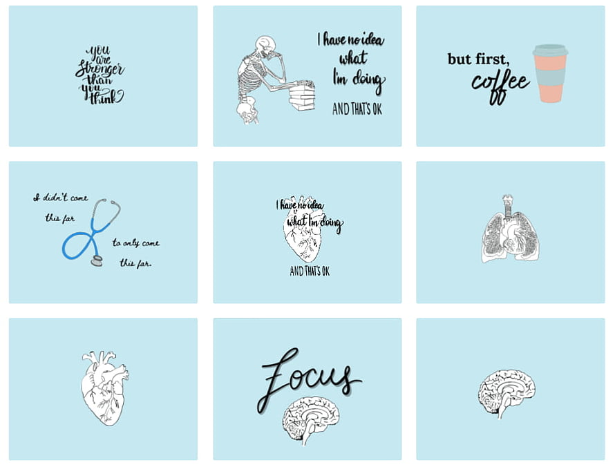 Medical Student Motivational Wall Art Set with Anatomy Illustrations and Inspirational Quotes HD wallpaper