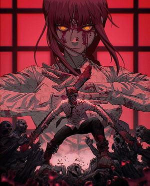 Chainsaw Man Denji and Makima Anime Wallpaper, Chainsaw man, naruto, red, magenta, asta, goku, waifu, chains, dbz, anime HD phone wallpaper
