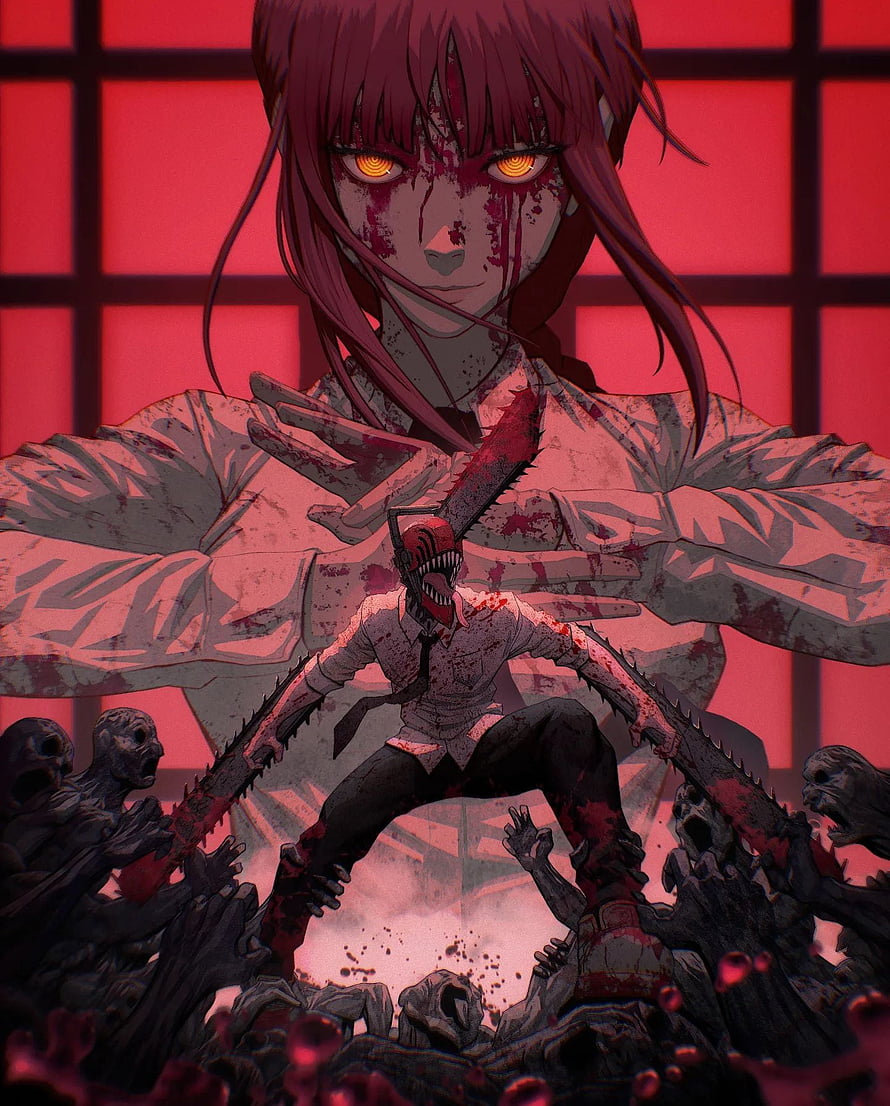 Chainsaw Man Denji and Makima Anime Wallpaper, Chainsaw man, naruto, red, magenta, asta, goku, waifu, chains, dbz, anime HD phone wallpaper