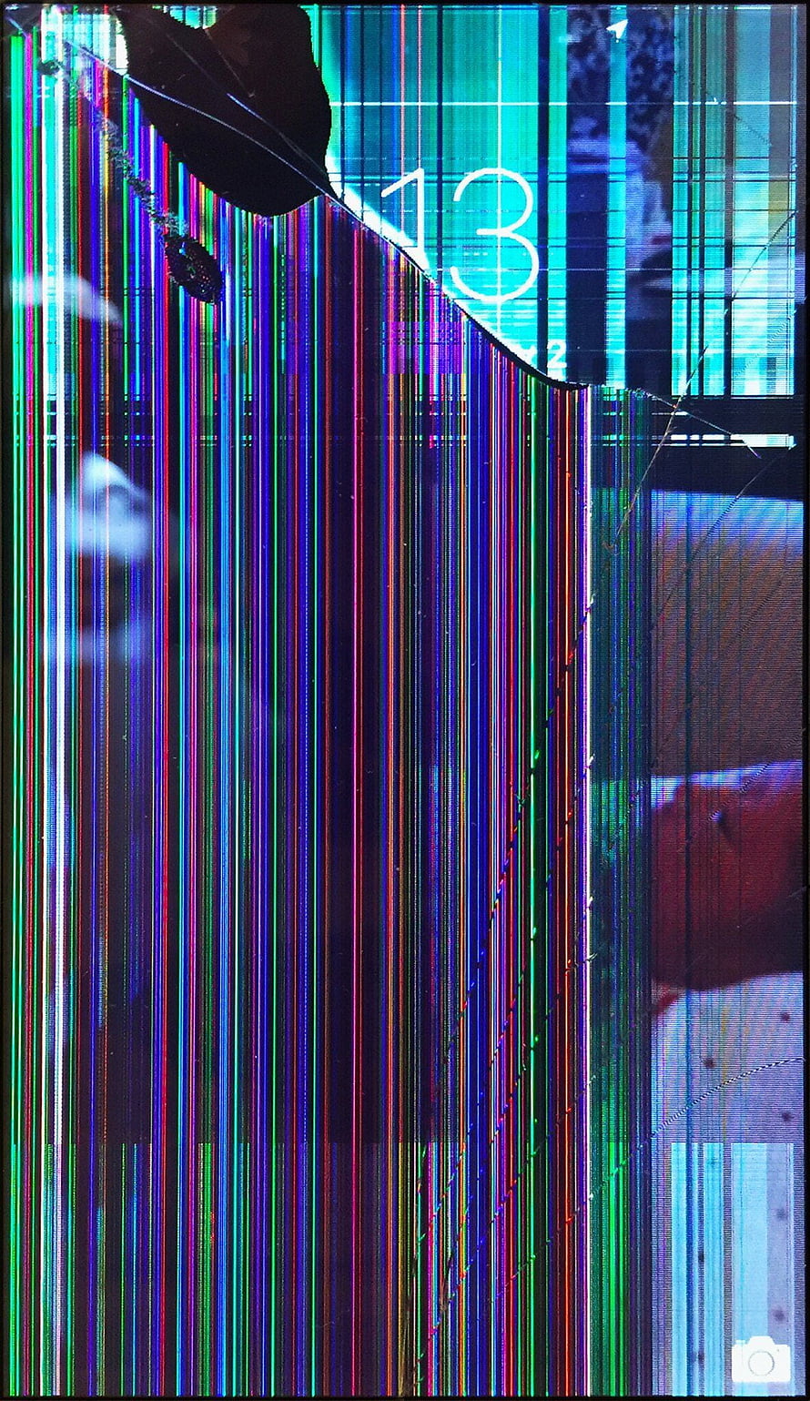 Broken Smartphone Screen With Vertical Color Lines And Glitch Art Effect HD phone wallpaper