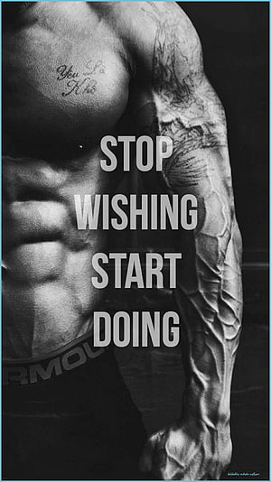 Motivational Gym Quote Stop Wishing Start Doing Muscular Man, Stop Wishing Start Doing Gym , Gym Motivation - Bodybuilding Motivation, Home Gym HD phone wallpaper