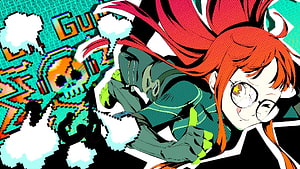 Persona 5 Royal Anime Character Artwork with Glitch Effect and Halftone Style HD wallpaper