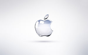 Glossy Silver Apple Logo on Minimalist White Background HD wallpaper
