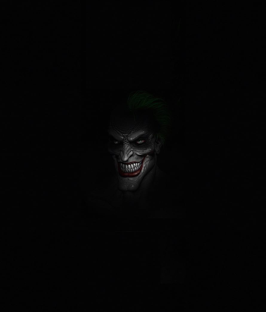 Dark and Menacing Joker Portrait with Green Hair and Creepy Smile HD phone wallpaper