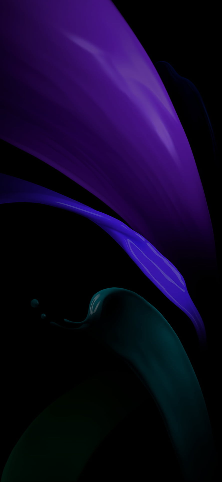 Samsung Galaxy Z Fold and Z Flip Dark Purple and Teal Abstract Liquid Wallpaper HD phone wallpaper