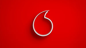 Vodafone Logo Minimalist White Symbol on Vibrant Red Background HD wallpaper