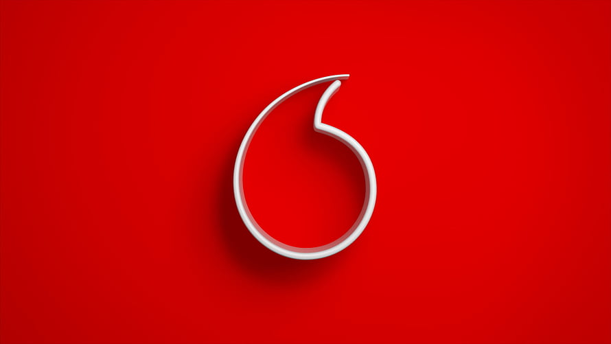 Vodafone Logo Minimalist White Symbol on Vibrant Red Background HD wallpaper
