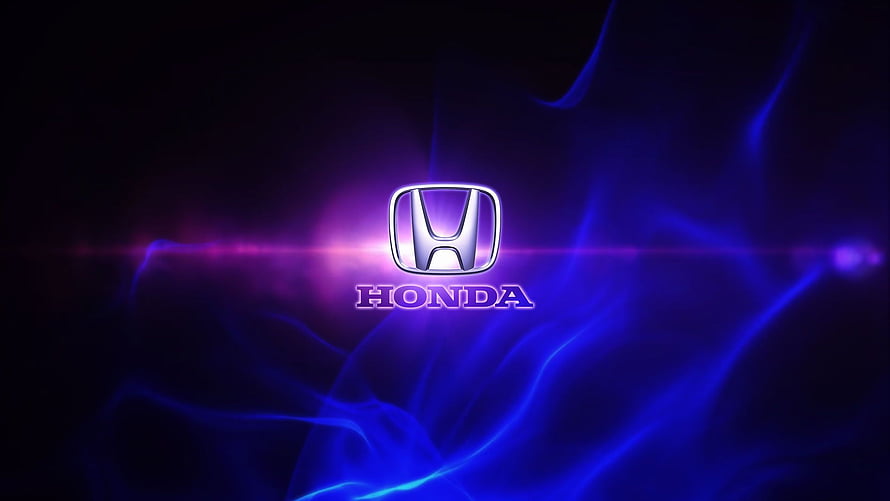 Honda Logo With Glowing Purple And Blue Neon Light Flares HD wallpaper