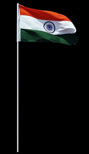 Indian National Flag Waving on a Pole Against a Black Background HD phone wallpaper