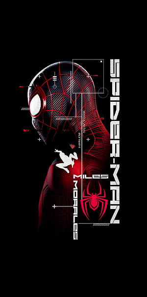Miles Morales Spider-Man 2099 Graphic Art Wallpaper, Spiderman, amoled, balck HD phone wallpaper