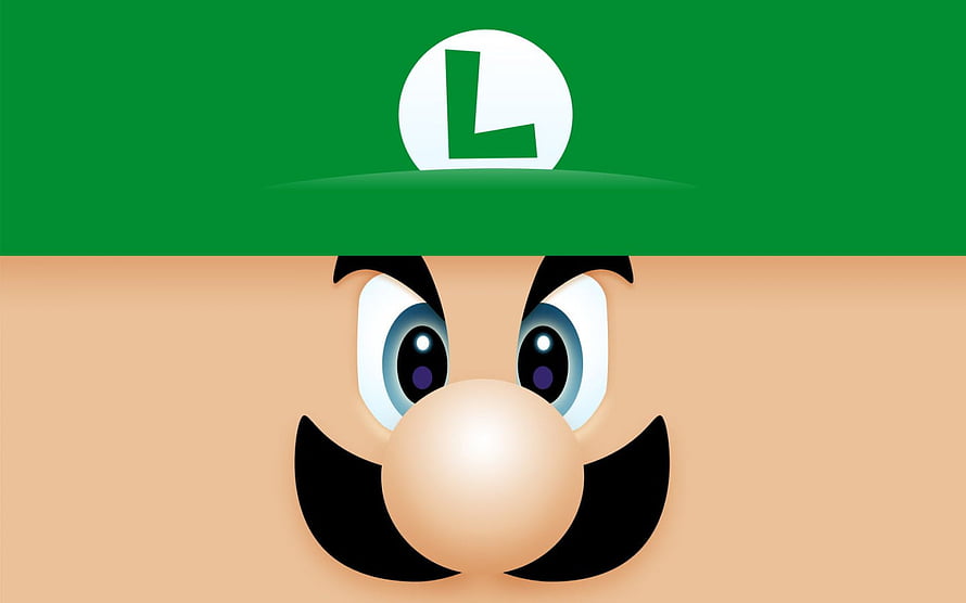 Luigi Face Close-Up With Green Hat And Mustache From Super Mario Franchise HD wallpaper