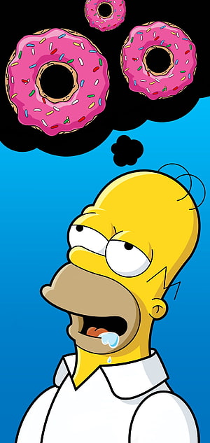 Homer Simpson Drooling Over Pink Frosted Donuts With Sprinkles HD phone wallpaper