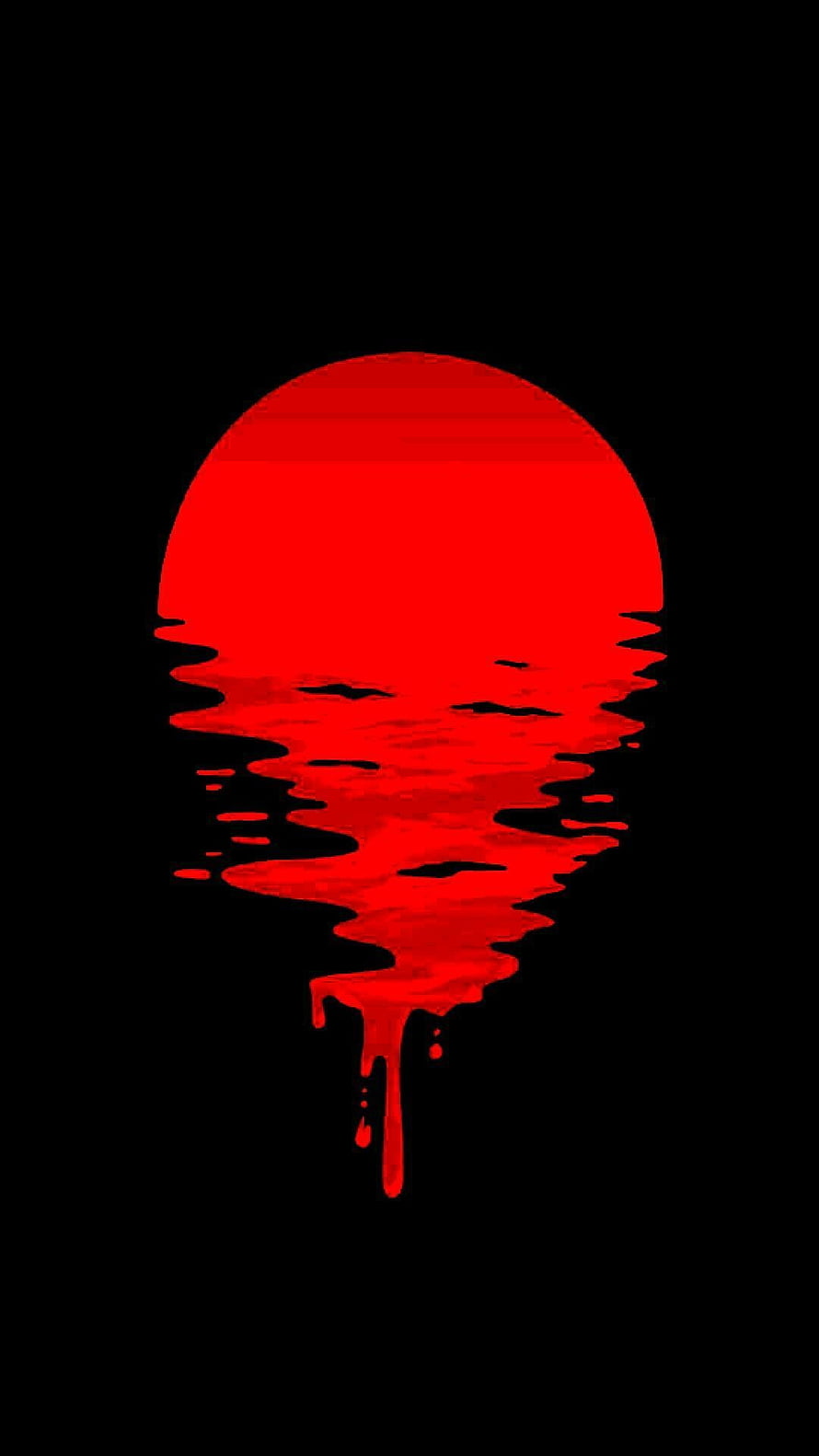 Abstract Red Dripping Circle on Black Background HD phone wallpaper