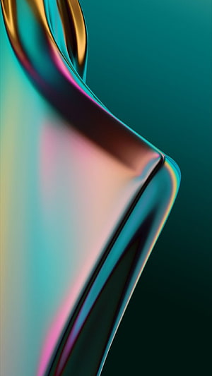 Oppo Glass Finish Abstract 3D Render with Iridescent Teal and Gold Accents HD phone wallpaper