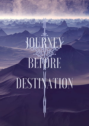 Cosmere Fantasy Landscape with Journey Before Destination Text and Ornate Sword HD phone wallpaper