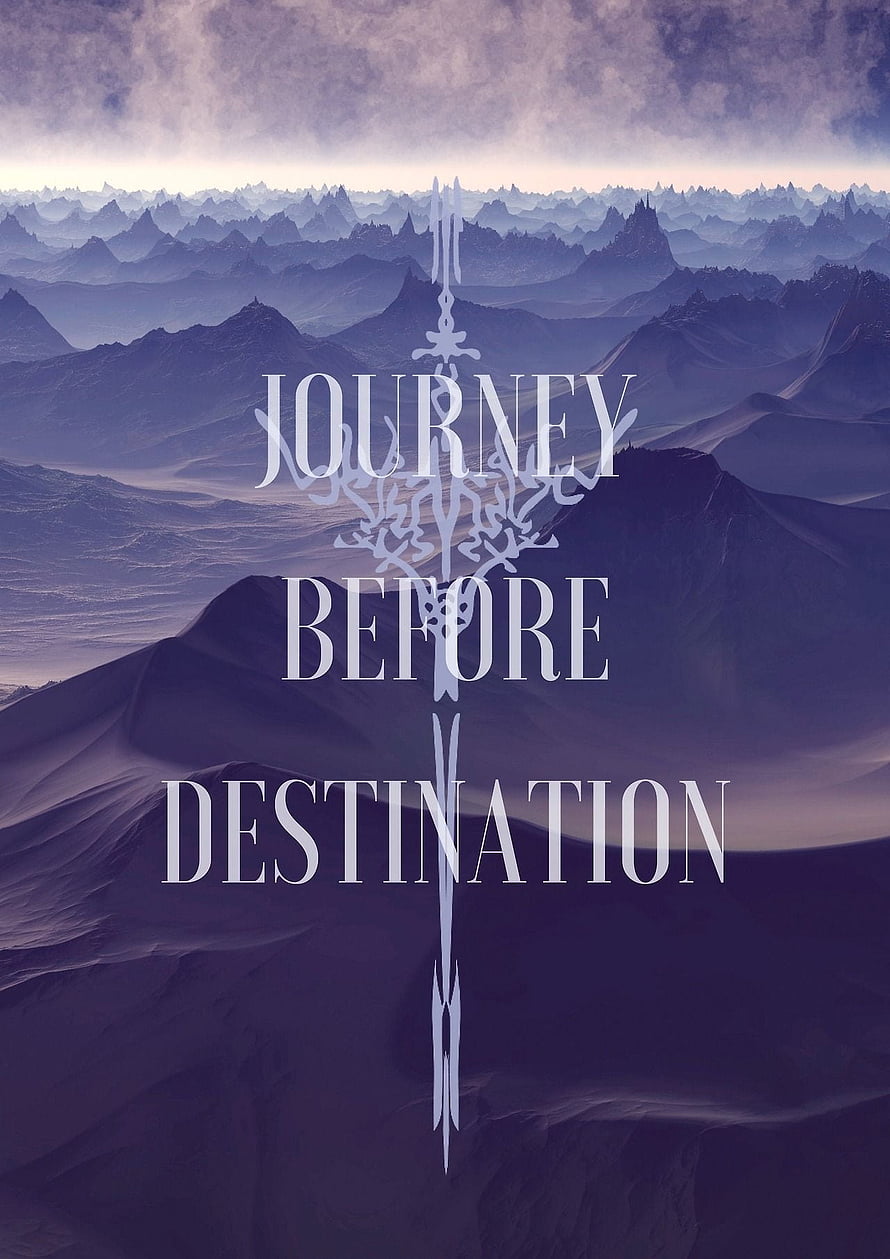 Cosmere Fantasy Landscape with Journey Before Destination Text and Ornate Sword HD phone wallpaper
