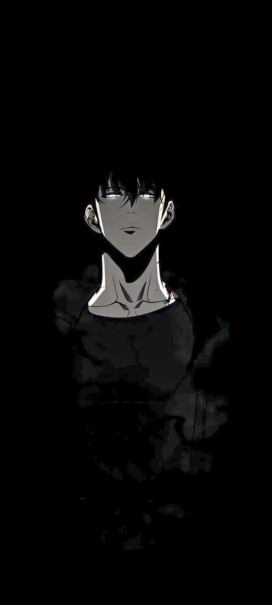 Dark Anime Male Character With Glowing White Eyes And Shadowy Aura HD phone wallpaper