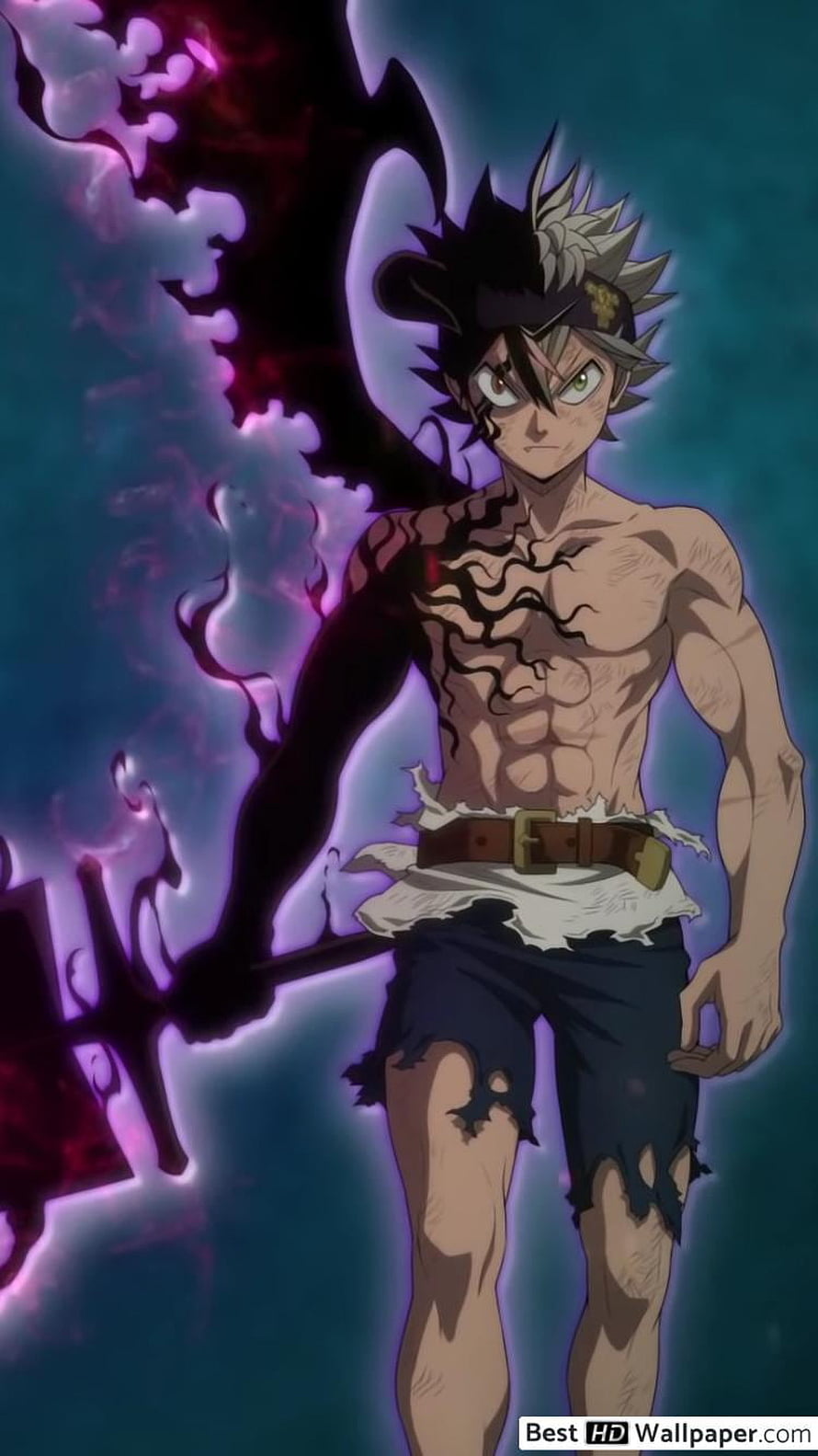 Asta from Black Clover wielding the Demon Sword with dark energy aura HD phone wallpaper