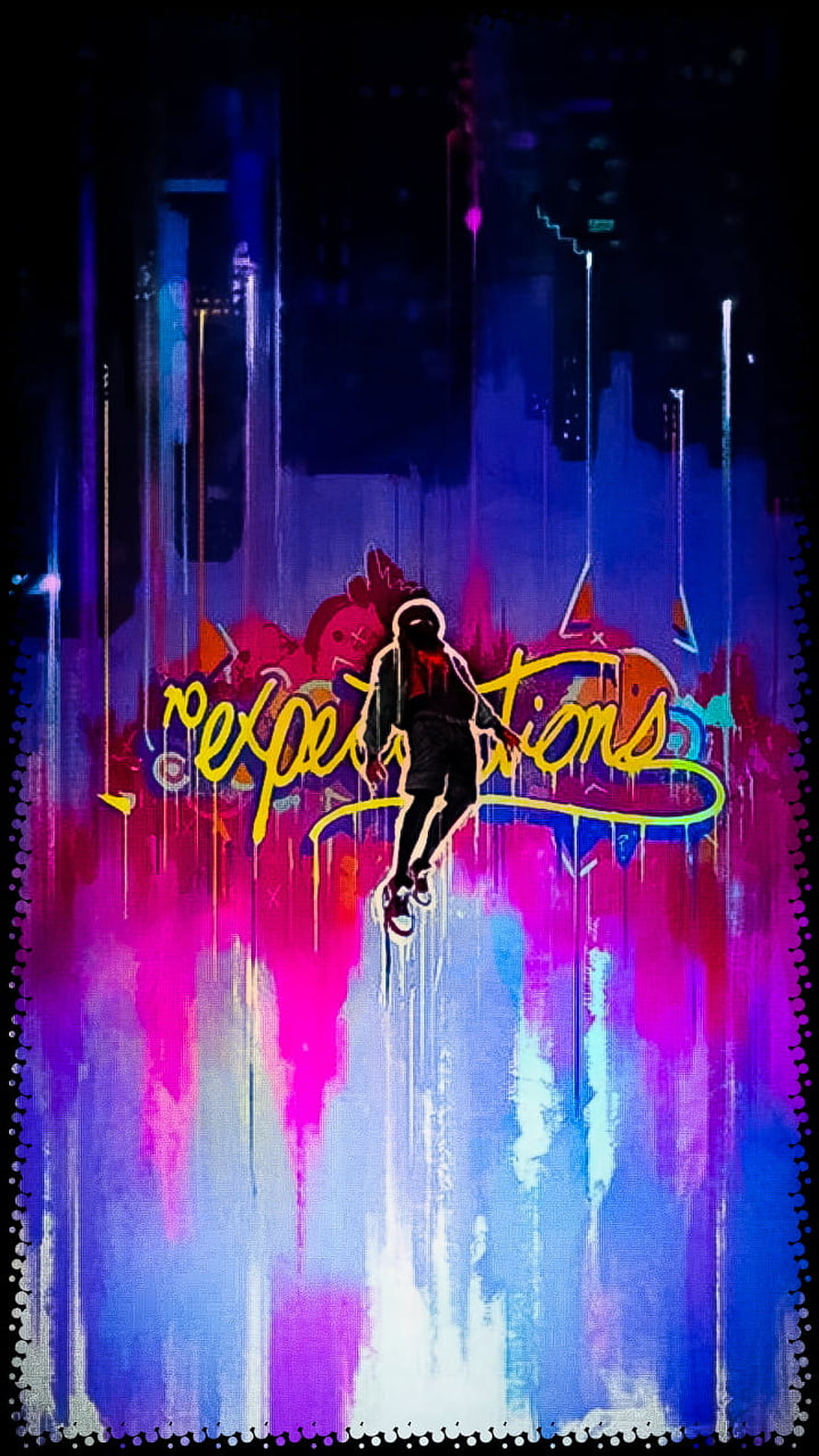 Miles Morales Spider-Man Graffiti Art with Neon Magenta and Blue Paint Splashes, no EXPECTATIONS, Miles, magenta, pink, Morales, Graffiti, Spiderman HD phone wallpaper