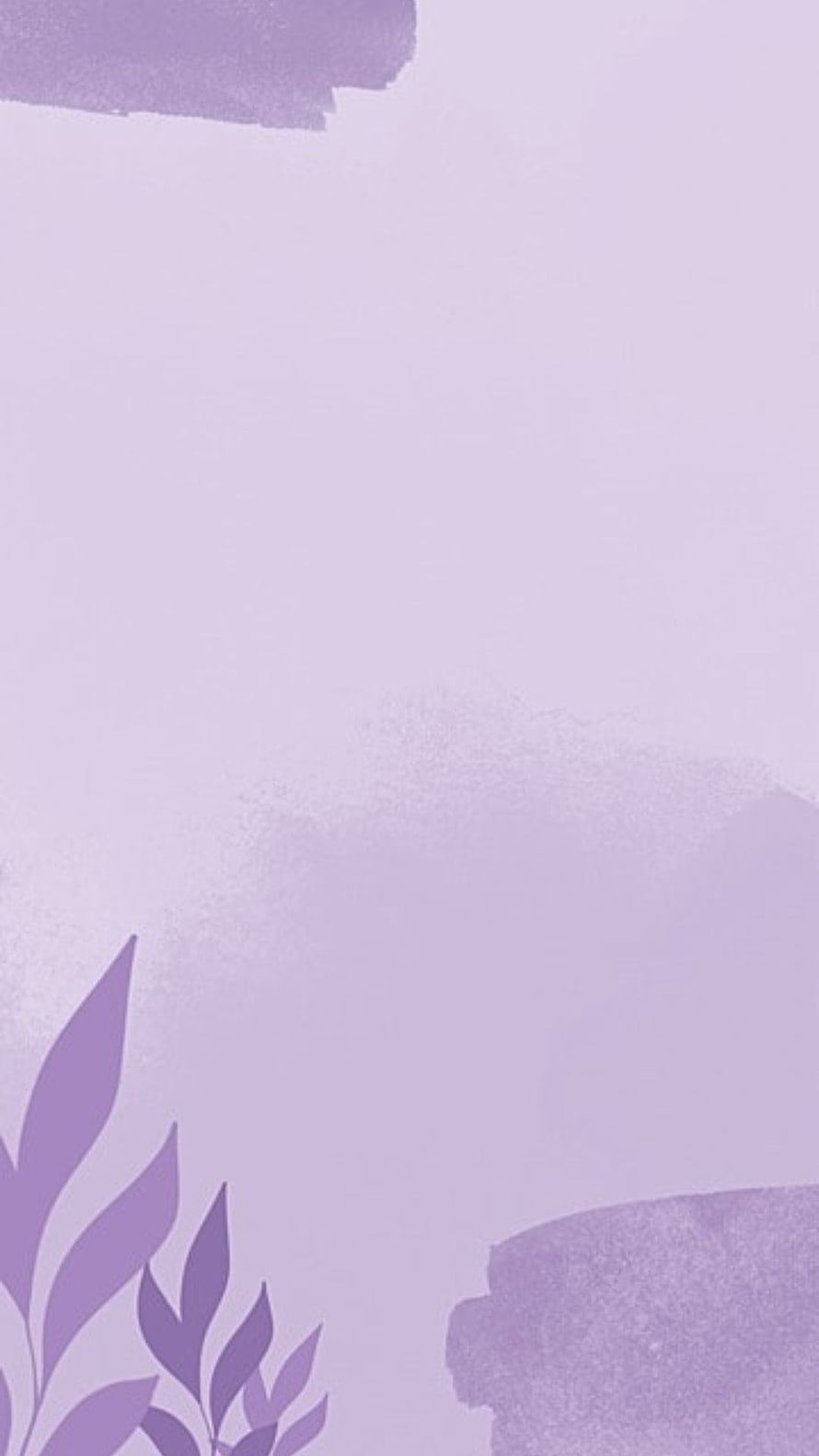 Minimalist Pastel Purple Watercolor Background with Botanical Leaf Silhouettes HD phone wallpaper