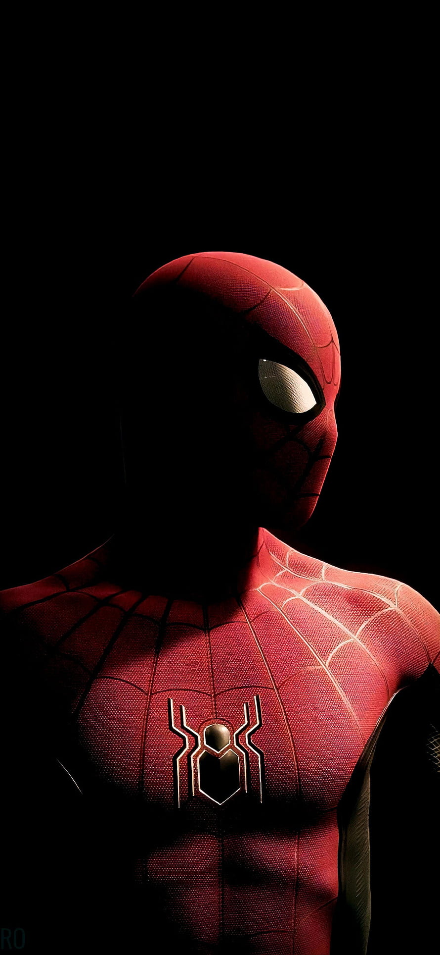 Spider-Man Far From Home Suit Portrait in Dramatic Lighting, Spider Man, Marvels Spider Man Miles Morales, Peter Parker, Marvel Cinematic Universe, Marvel Comics, Background , MCU Spider-Man HD phone wallpaper