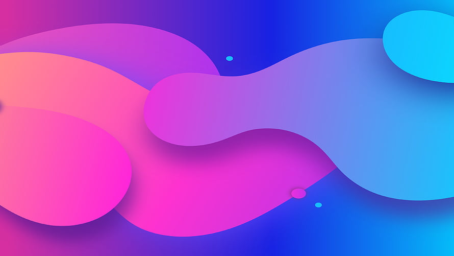Vibrant Abstract Gradient Waves in Pink Purple and Blue with Soft 3D Depth HD wallpaper