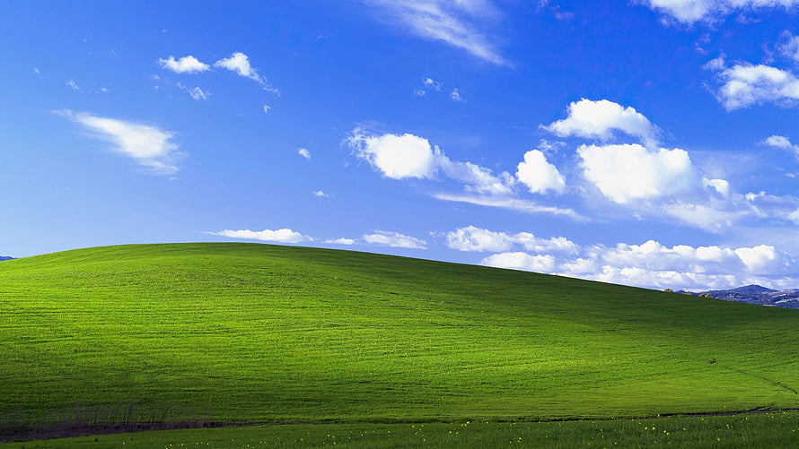 Classic Windows XP Bliss Desktop Wallpaper Featuring Rolling Green Hills and Blue Sky HD wallpaper
