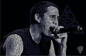 Canserbero Word Art Portrait: Venezuelan Rap Legend in Monochrome Typography HD wallpaper