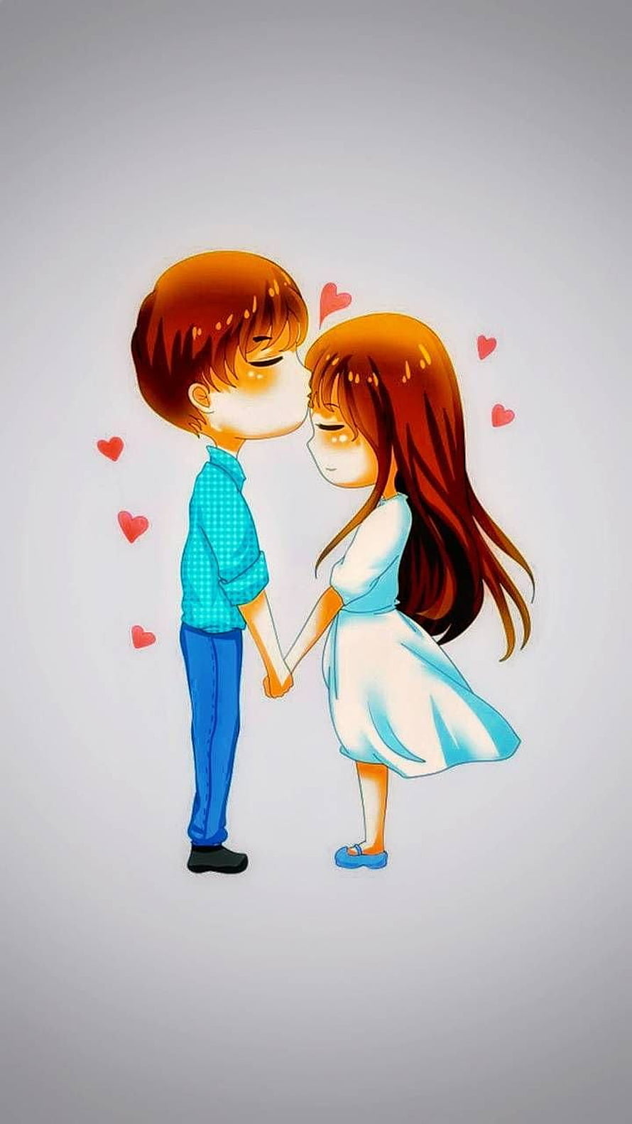 Cute Anime Couple Kissing With Hearts - Romantic Boy And Girl Holding Hands Illustration, LOVE COUPLE. Cute love , Romantic cartoon , Love couple , Cute Couple Drawings HD phone wallpaper