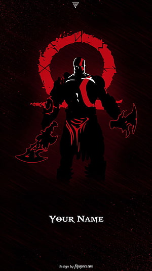 Kratos God of War Minimalist Red and Black Silhouette Wallpaper HD phone wallpaper
