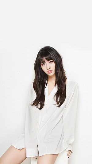 Portrait of Japanese Idol Morikawa Minami in Oversized White Shirt HD phone wallpaper