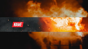 Dramatic Fire Explosion Banner Template with Name Placeholder for Gaming Channels HD wallpaper
