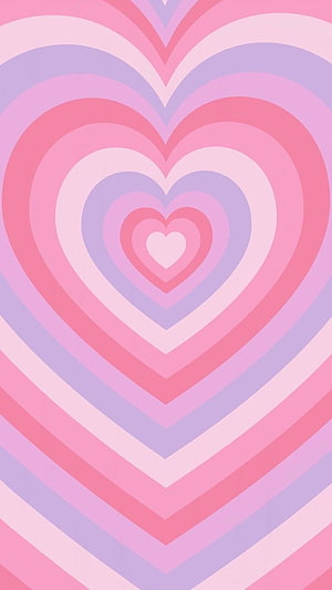 Pastel Pink and Purple Concentric Heart Pattern Wallpaper HD phone wallpaper