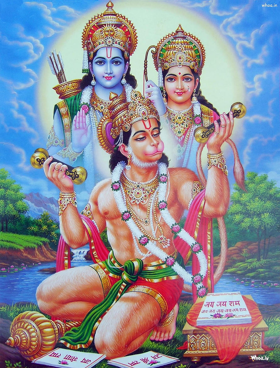 Hanuman Chalisa Devotional Art with Lord Rama and Sita, Lord Hanuman Jai Shri Ram - Hanuman Rama And Sita - - , Jai Sree Ram HD phone wallpaper