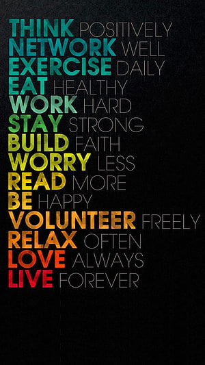 Motivational Typography Poster With Colorful Gradient Text On Black Background HD phone wallpaper