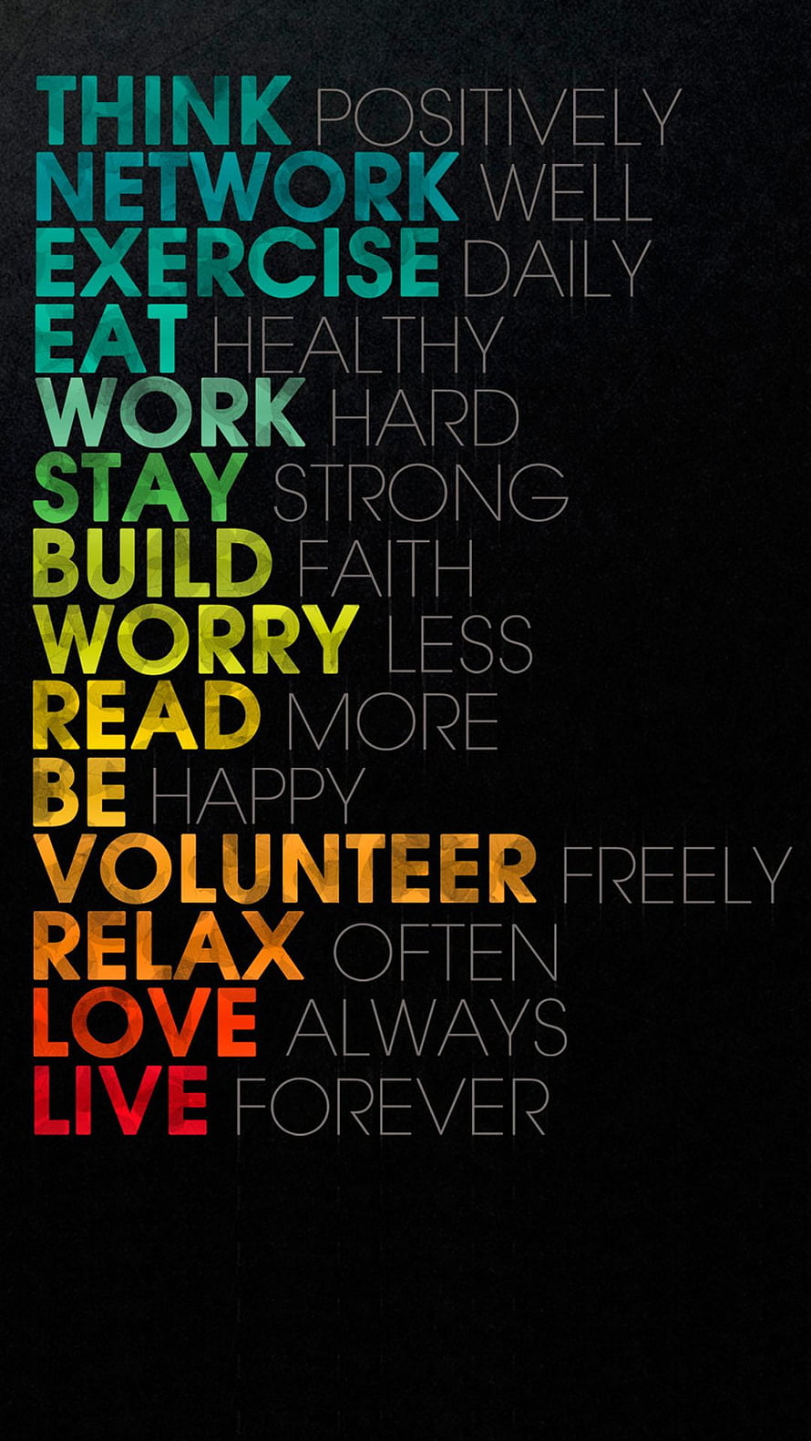 Motivational Typography Poster With Colorful Gradient Text On Black Background HD phone wallpaper
