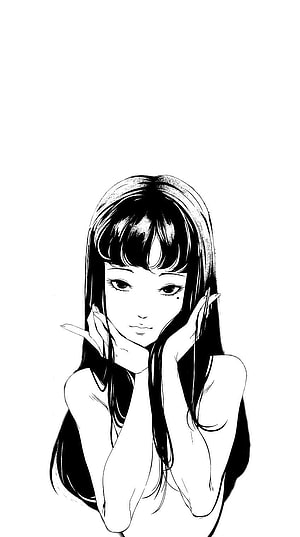 Tomie by Junji Ito Black and White Manga Portrait HD phone wallpaper
